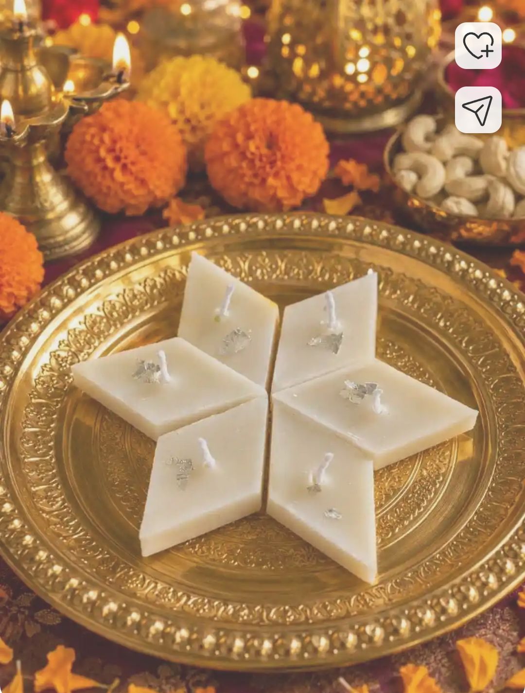 Kaju katli shape candle ( pack of 6)